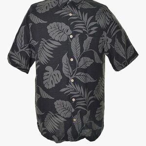 Jamaica Jaxx Charcoal Leaf Pattern Shirt